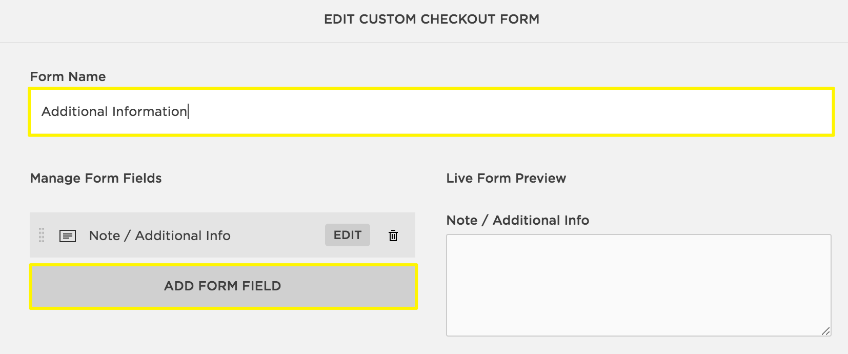 Customizable Checkout Form Fields