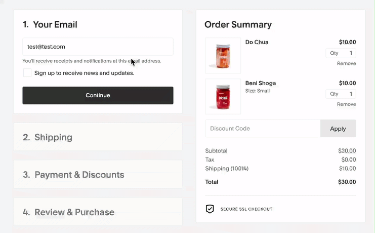 Order summary with product images