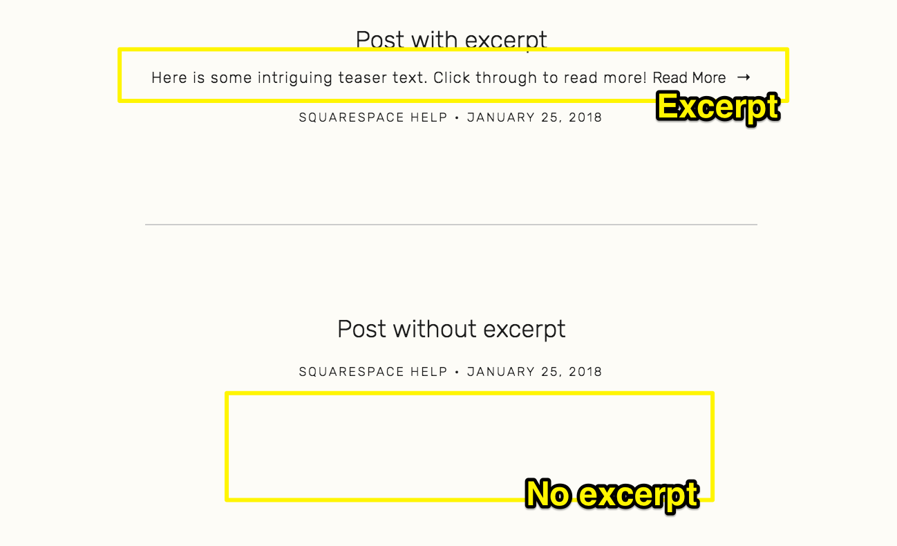 Blog posts with and without excerpts