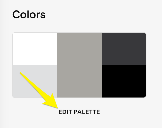 Color palette with directional arrow