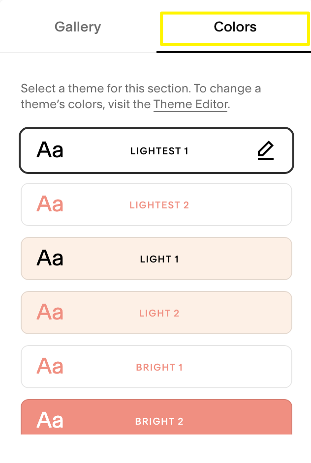 Website color palette selector