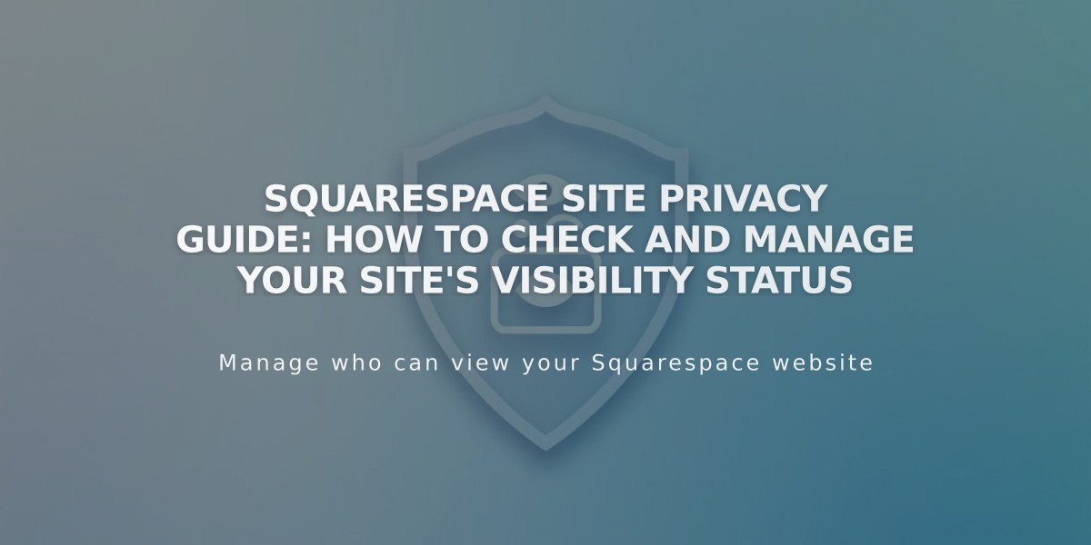 Squarespace Site Privacy Guide: How to Check and Manage Your Site's Visibility Status