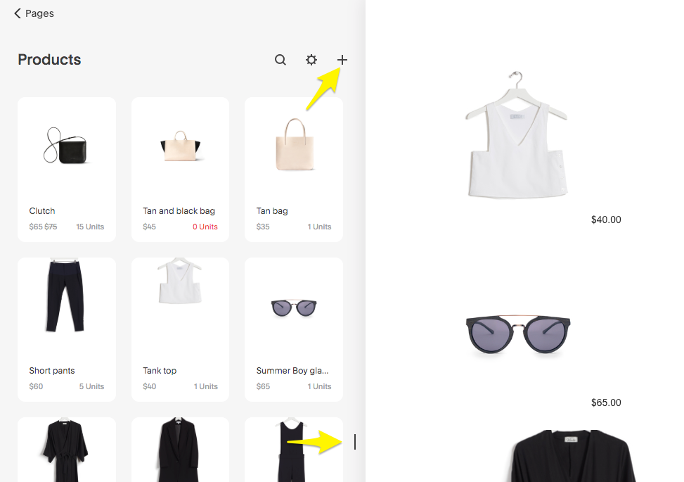 Screenshot of virtual store