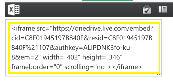 iframe code for OneDrive