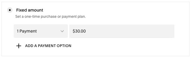 Payment options in Squarespace