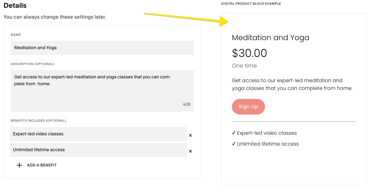 Registration page for meditation