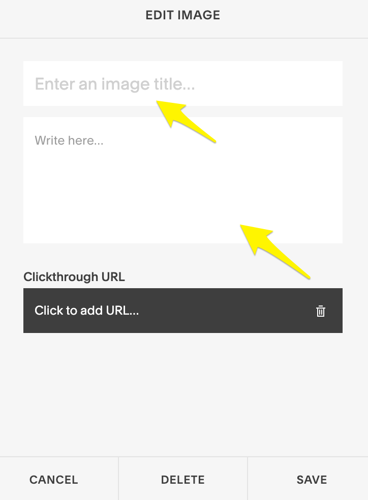 Squarespace text editing interface