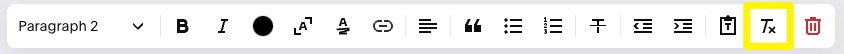 Text editor toolbar in Squarespace