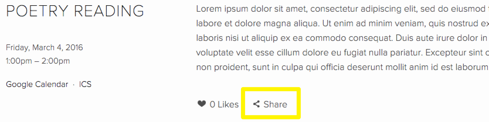 Squarespace share button