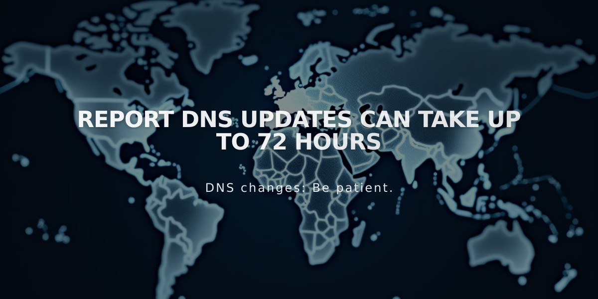 Report DNS Updates Can Take Up to 72 Hours