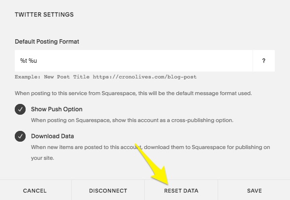 Squarespace Data Restore Button