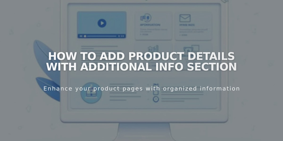 How to Add Product Details with Additional Info Section