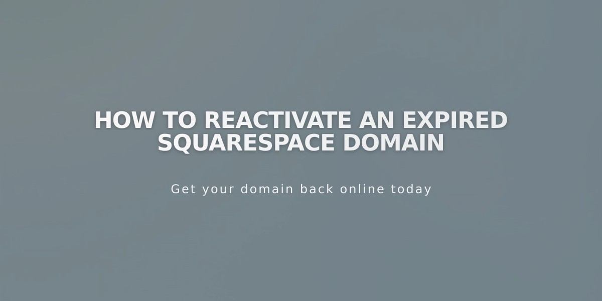 How to Reactivate an Expired Squarespace Domain