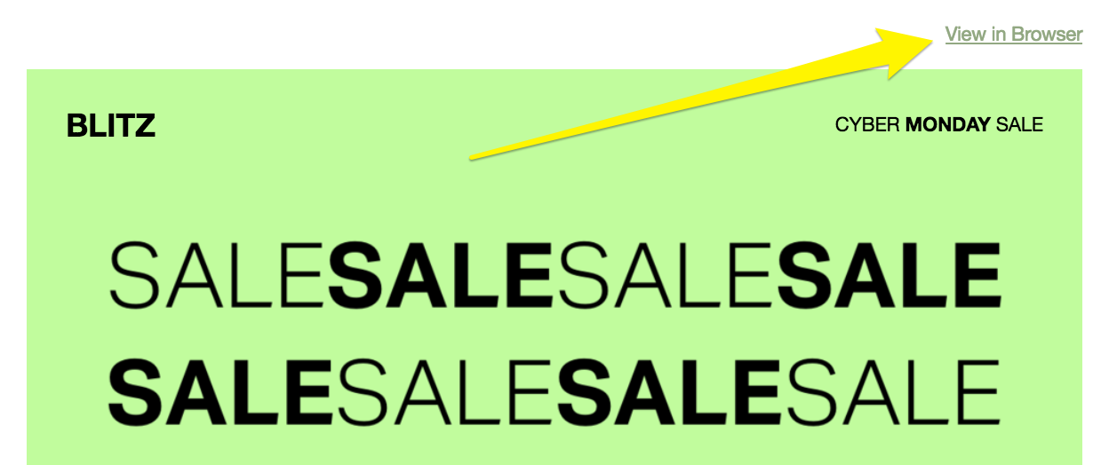 Sale text with arrow