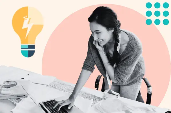 Woman using laptop at desk