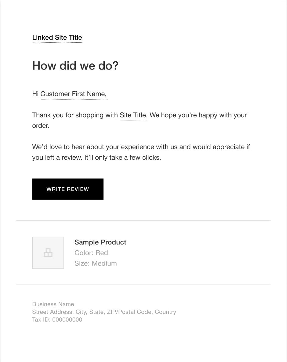 Customer Review Form on Product Page