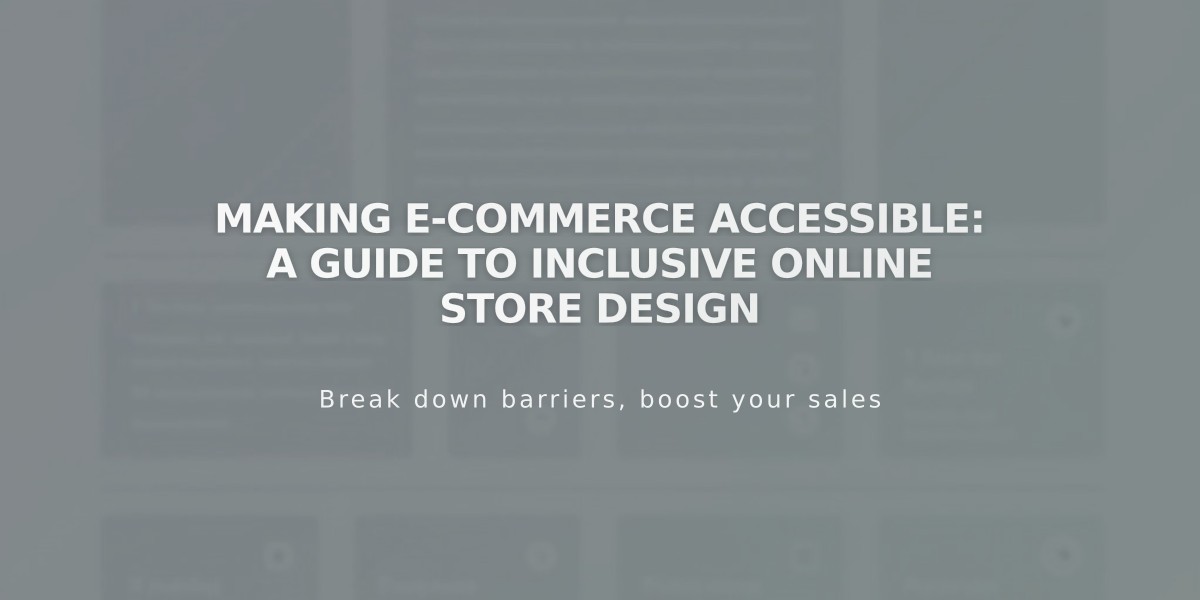 Making E-commerce Accessible: A Guide to Inclusive Online Store Design