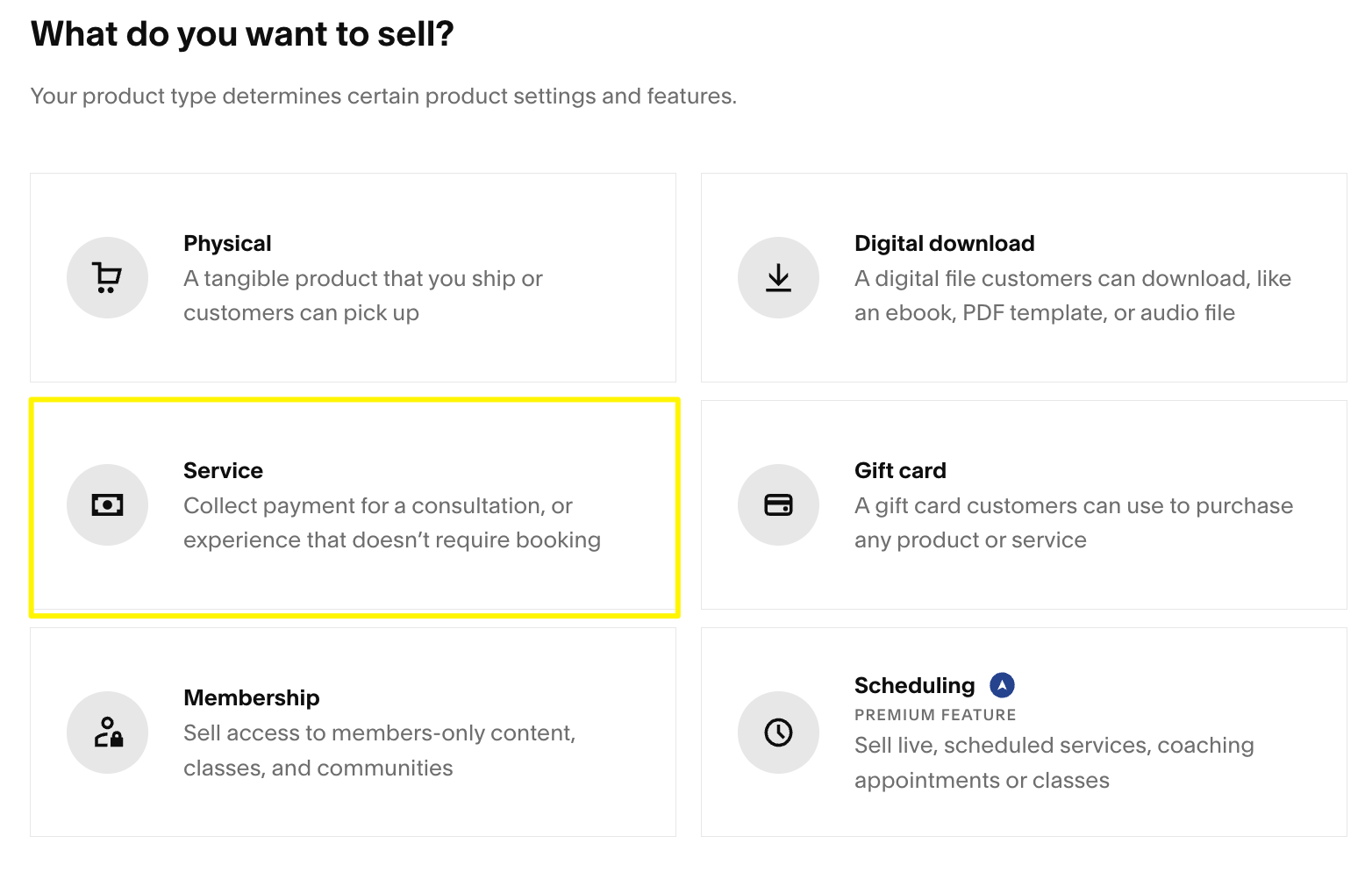 Squarespace dashboard showing feature settings