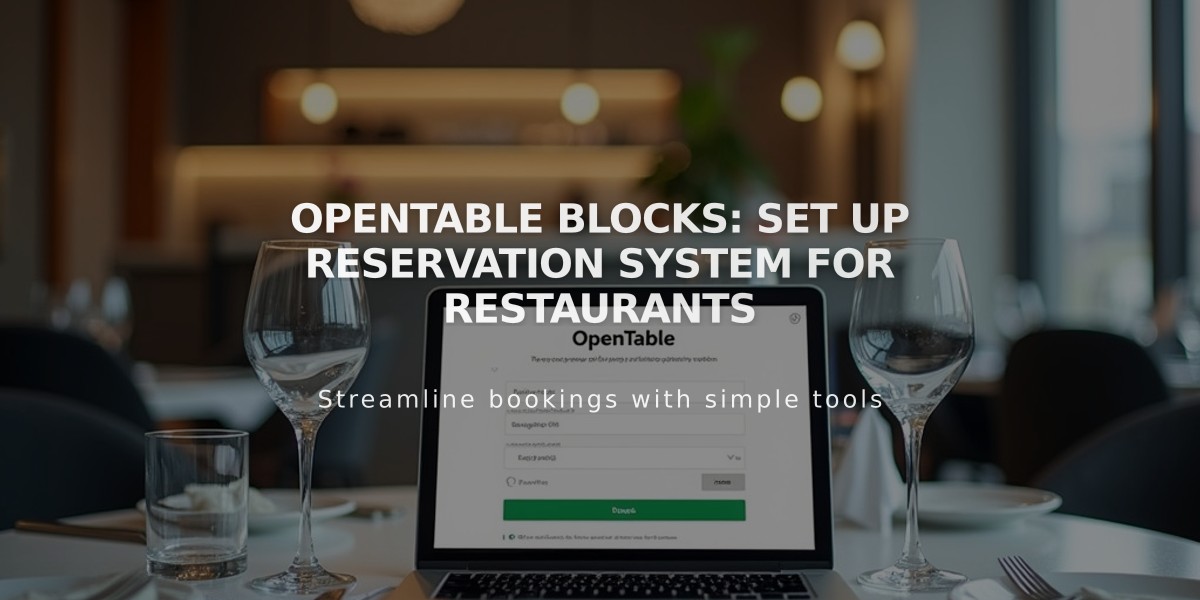 OpenTable blocks: Set up reservation system for restaurants