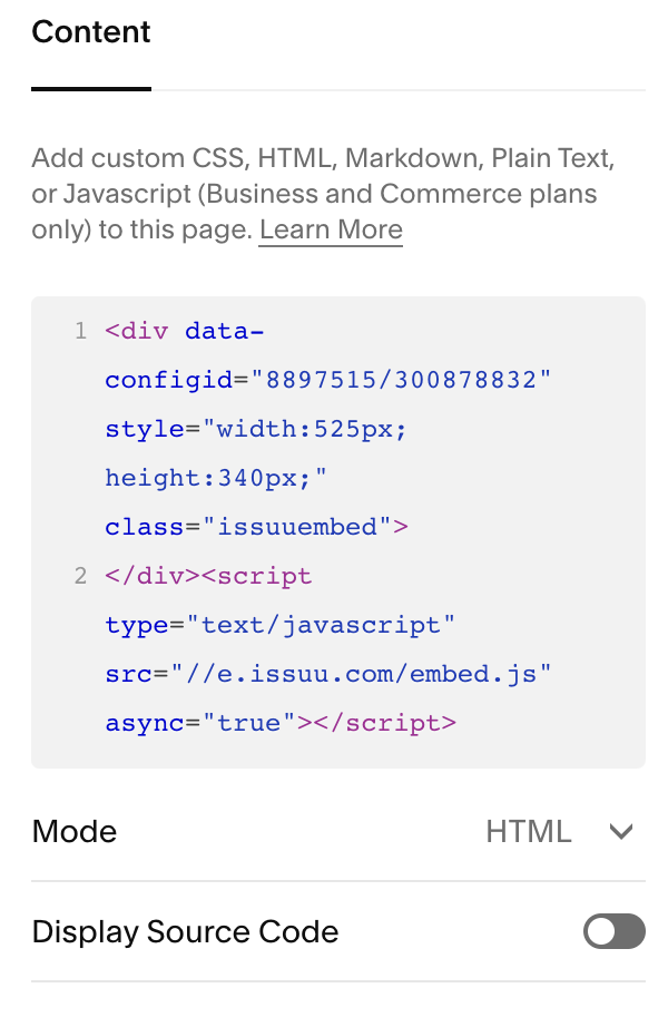 JavaScript Code Block