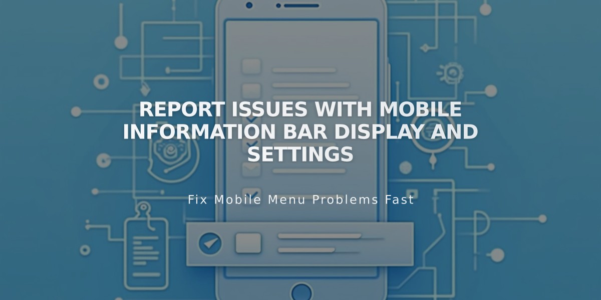 Report Issues with Mobile Information Bar Display and Settings