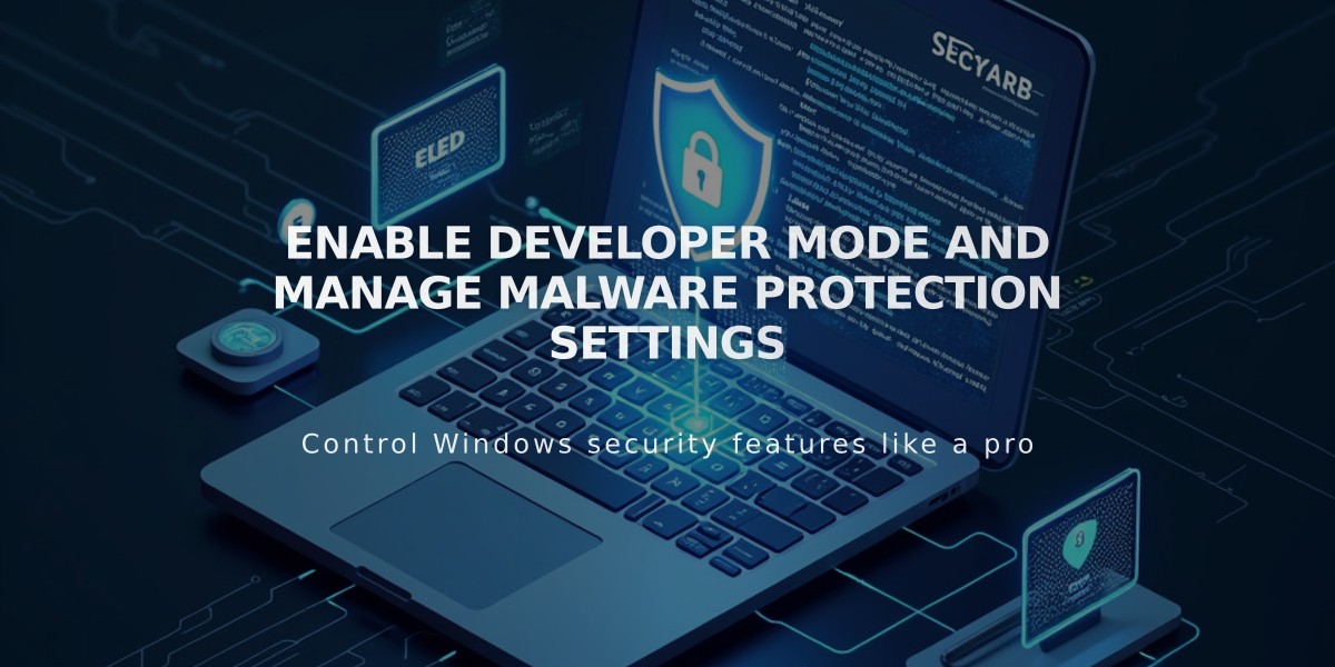 Enable Developer Mode and Manage Malware Protection Settings