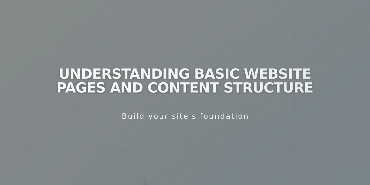 Understanding Basic Website Pages and Content Structure