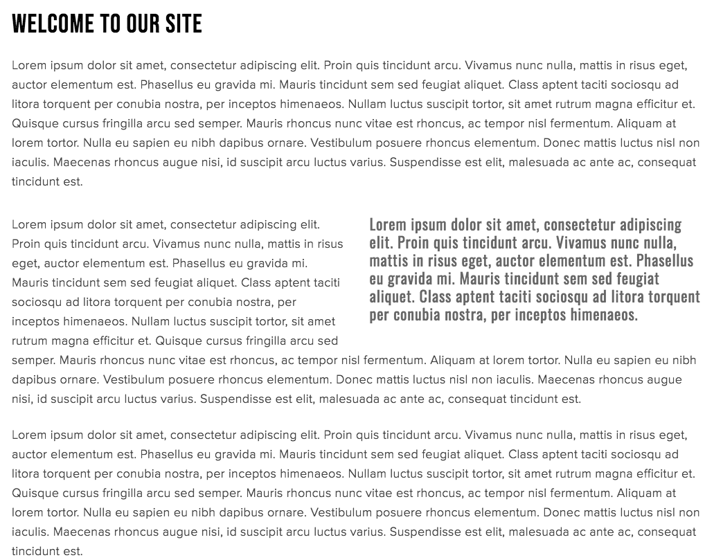 "Example text on Squarespace"