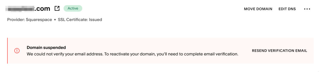 Squarespace suspended domain error message