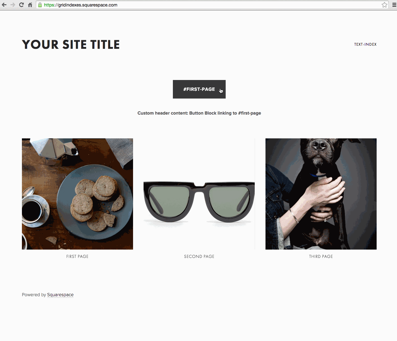 Three images on a web page