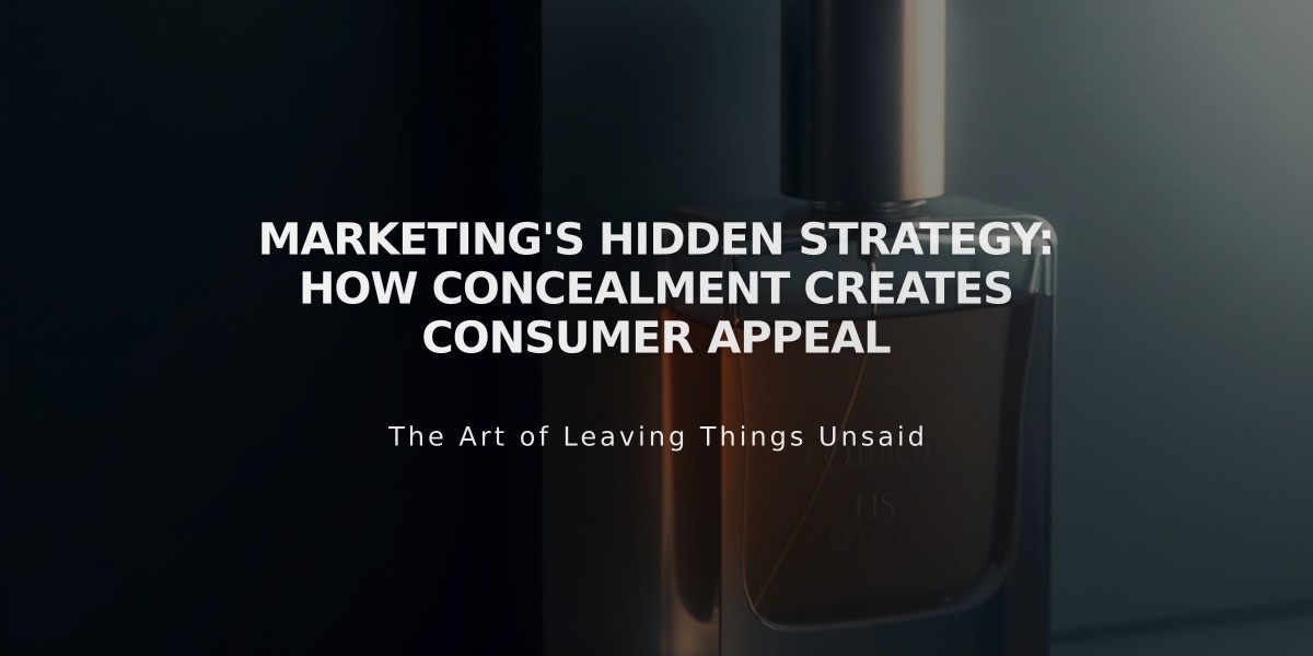 Marketing's Hidden Strategy: How Concealment Creates Consumer Appeal