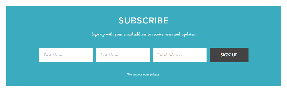 Email subscription form