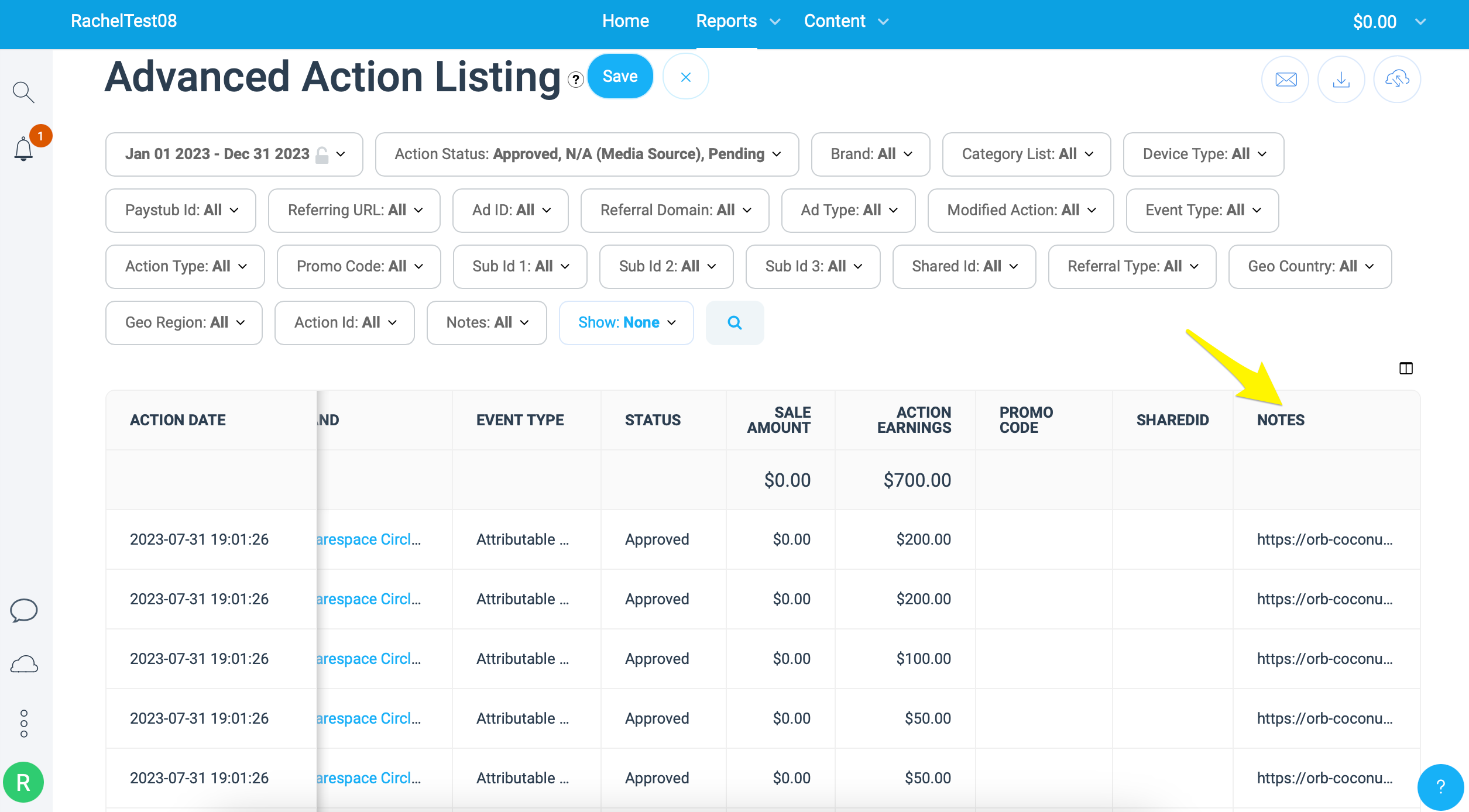 Squarespace payment history screen